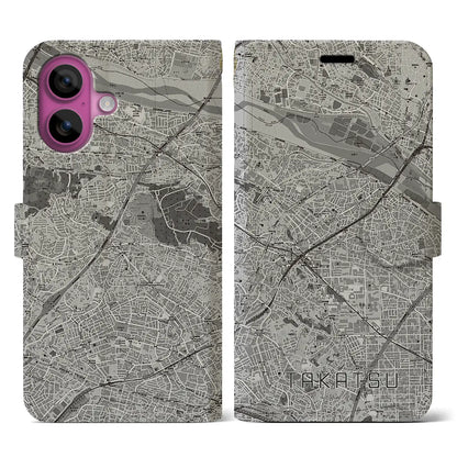 【高津（神奈川県）】地図柄iPhoneケース（手帳タイプ）モノトーン・iPhone 16 Pro 用