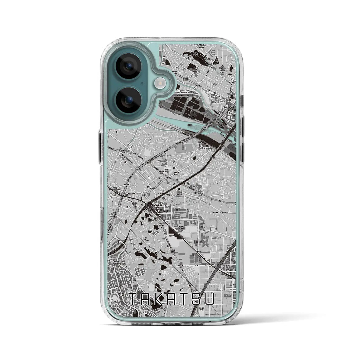 【高津（神奈川県）】地図柄iPhoneケース（MagSafeタイプ）モノトーン・iPhone 16 Pro 用