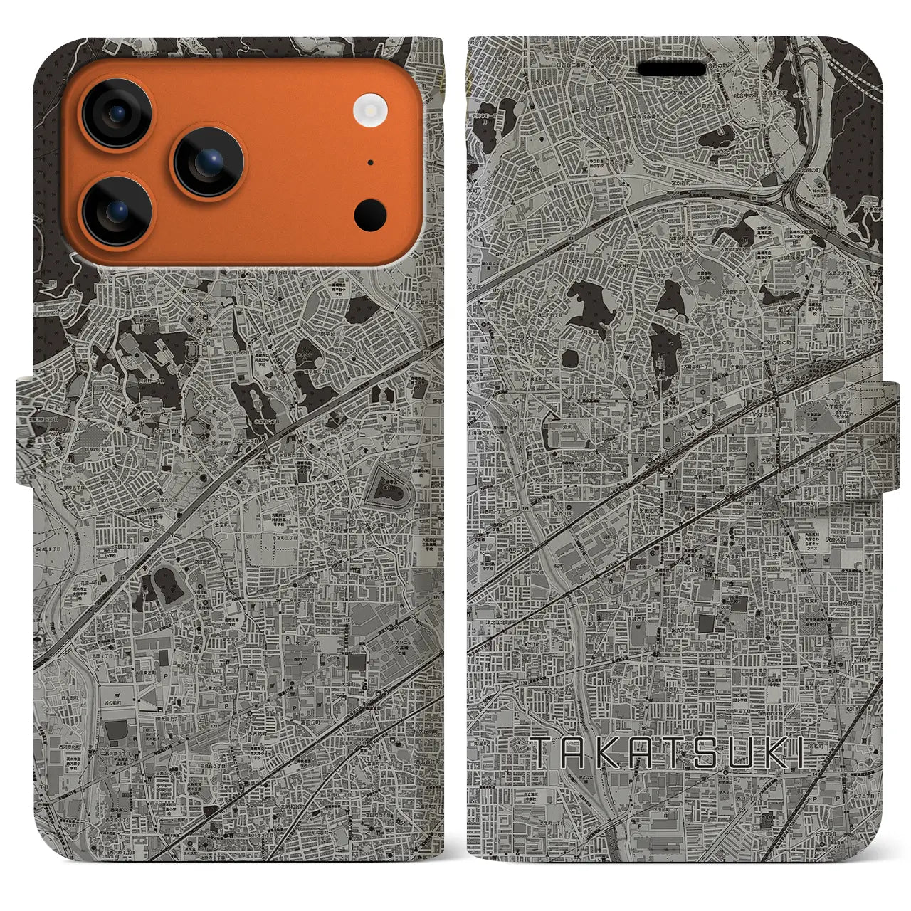 【高槻（大阪府）】地図柄iPhoneケース（手帳タイプ）