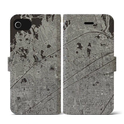 【高槻（大阪府）】地図柄iPhoneケース（手帳タイプ）モノトーン・iPhone SE（第3 / 第2世代） / 8 / 7 / 6s / 6 用
