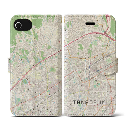 【高槻（大阪府）】地図柄iPhoneケース（手帳タイプ）ナチュラル・iPhone SE（第3 / 第2世代） / 8 / 7 / 6s / 6 用
