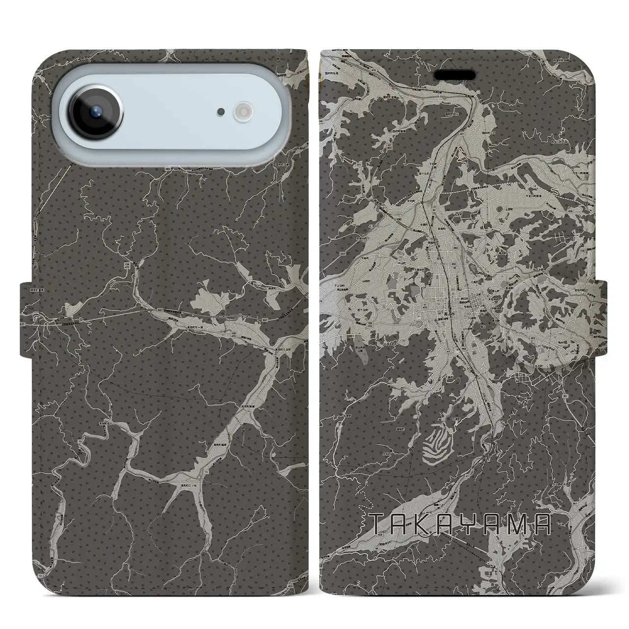 【高山（岐阜県）】地図柄iPhoneケース（手帳タイプ）