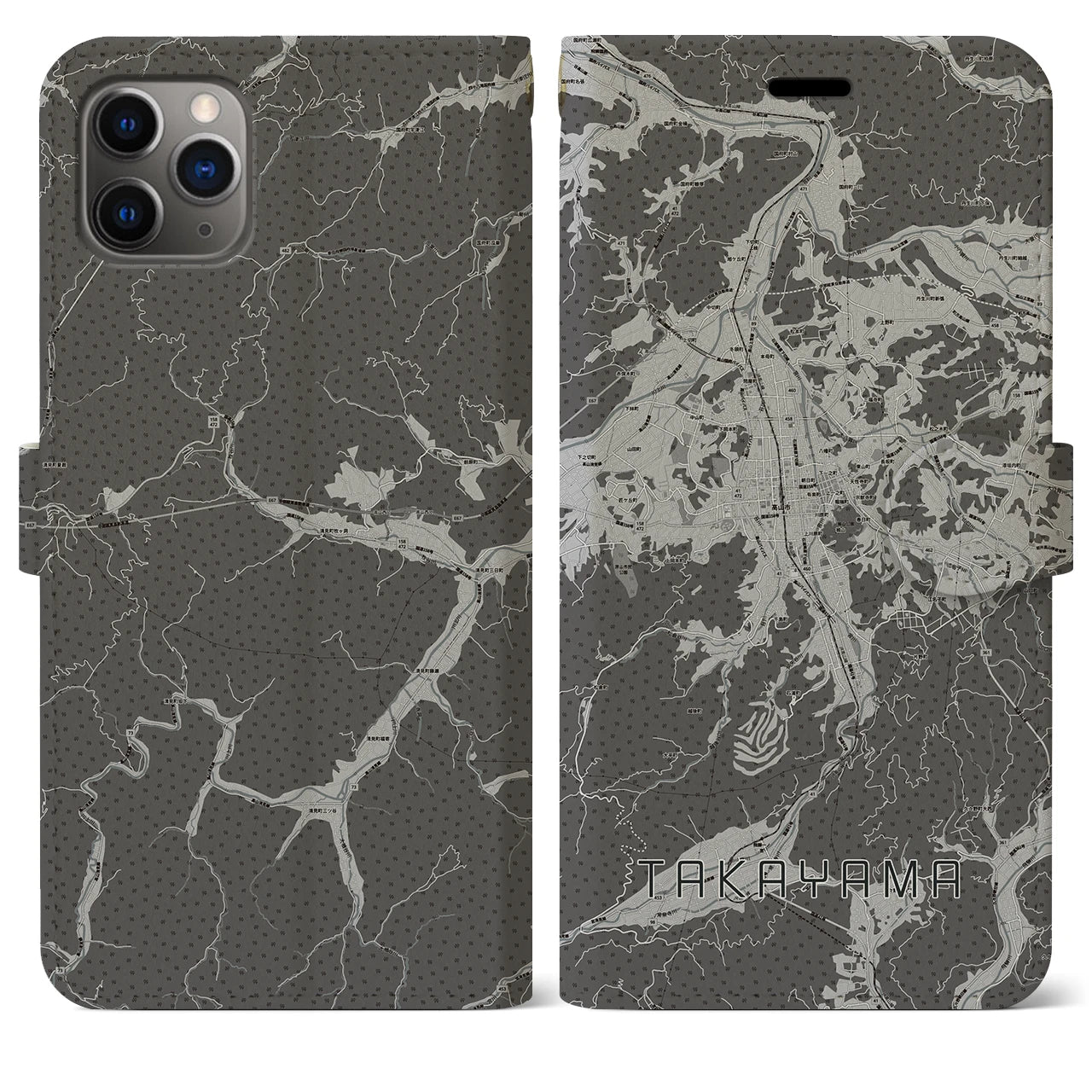 【高山（岐阜県）】地図柄iPhoneケース（手帳タイプ）