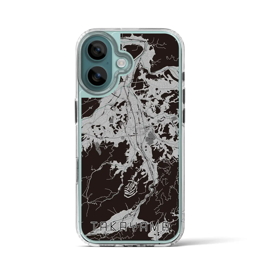 【高山（岐阜県）】地図柄iPhoneケース（MagSafeタイプ）モノトーン・iPhone 16 Pro 用