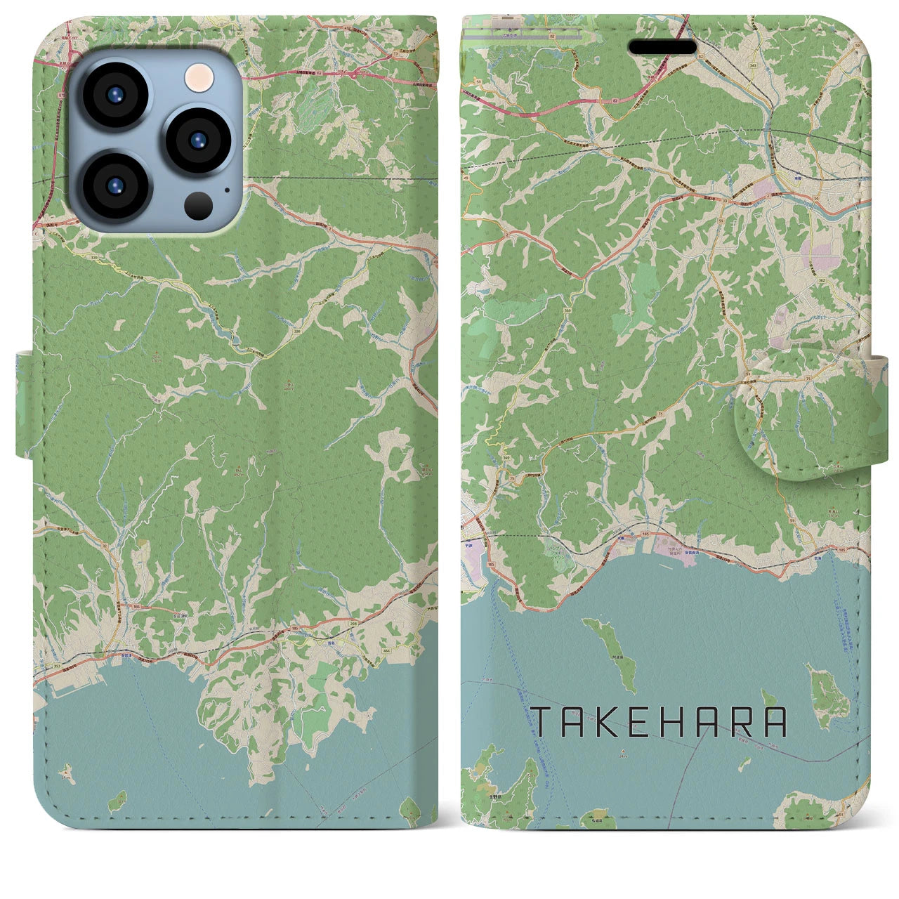 【竹原（広島県）】地図柄iPhoneケース（手帳タイプ）