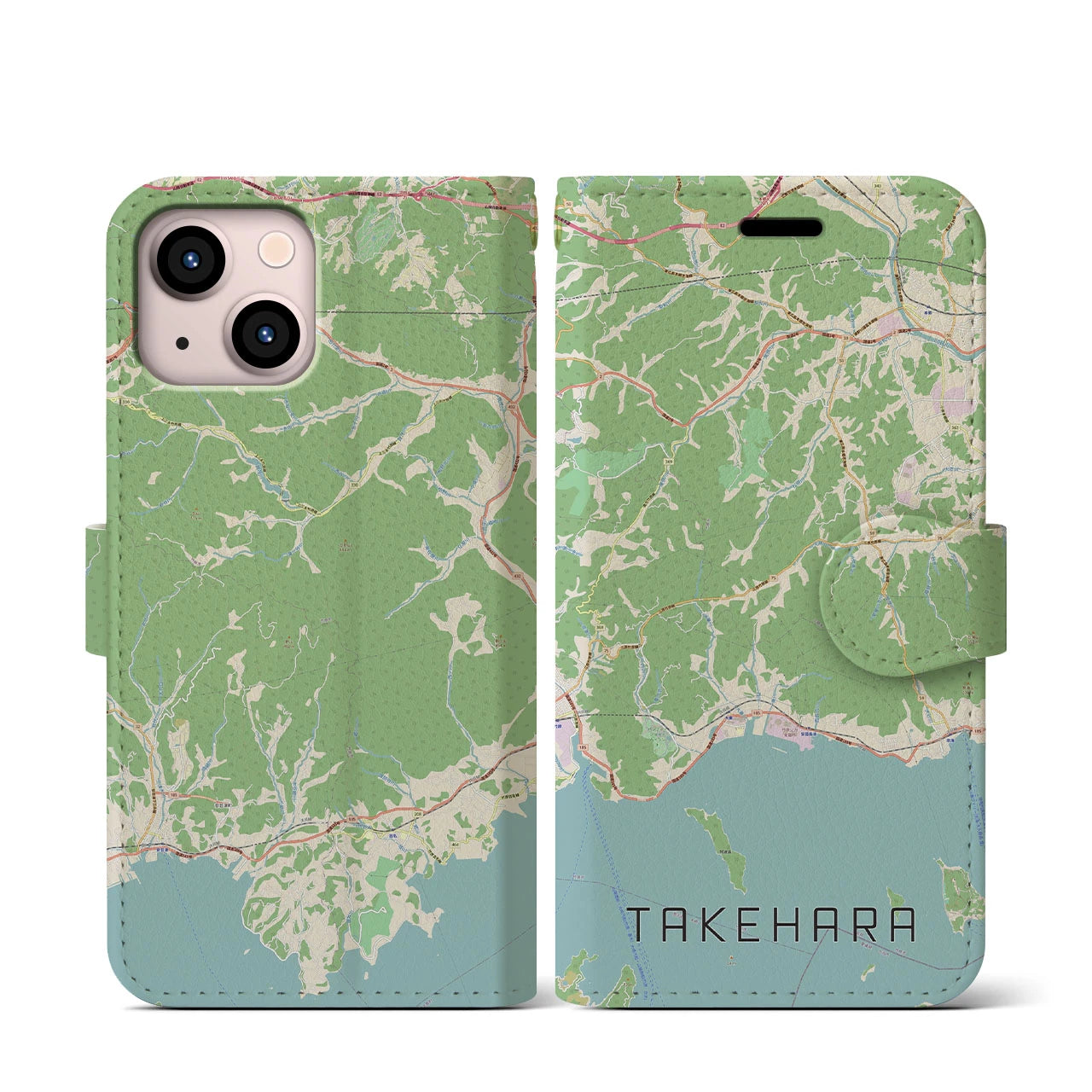 【竹原（広島県）】地図柄iPhoneケース（手帳タイプ）