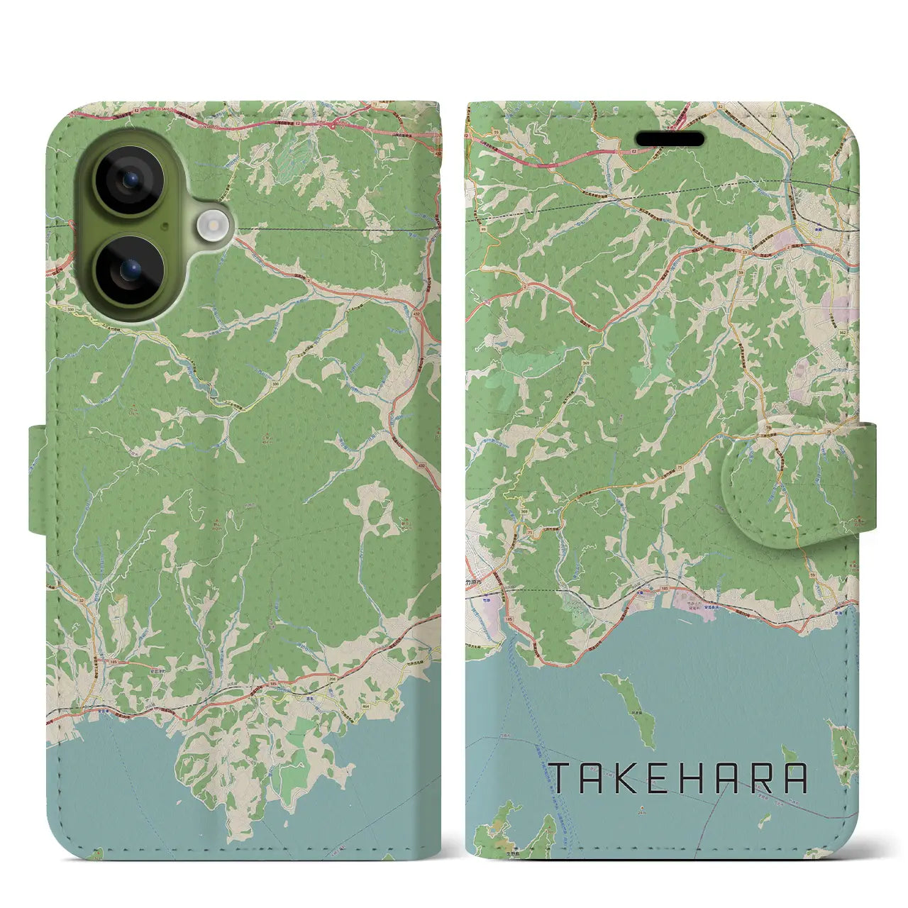 【竹原（広島県）】地図柄iPhoneケース（手帳タイプ）