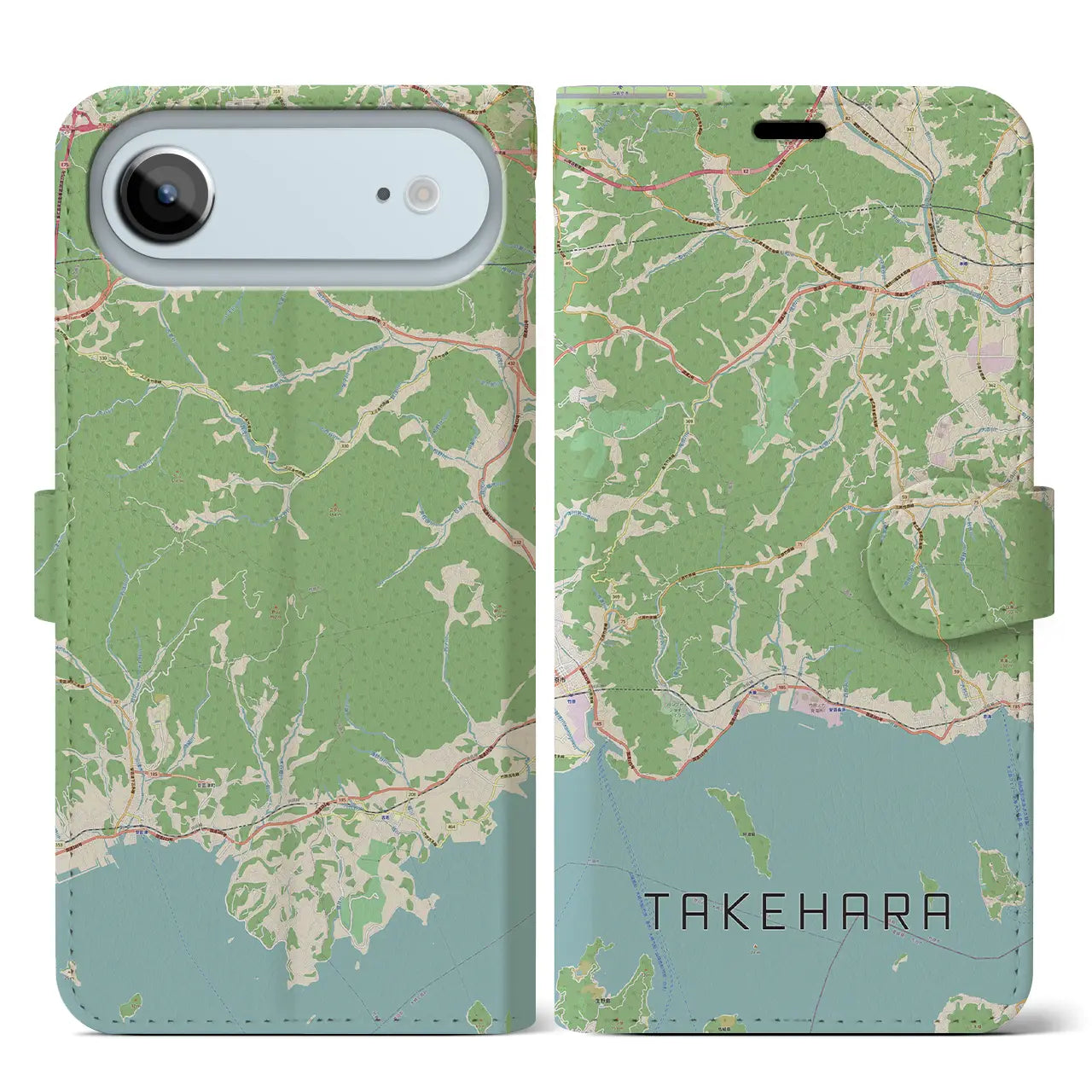 【竹原（広島県）】地図柄iPhoneケース（手帳タイプ）