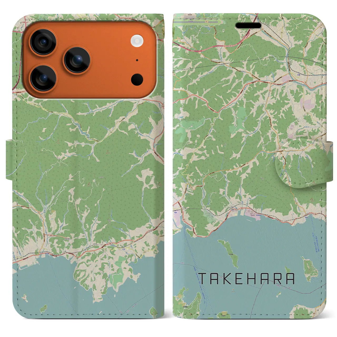 【竹原（広島県）】地図柄iPhoneケース（手帳タイプ）