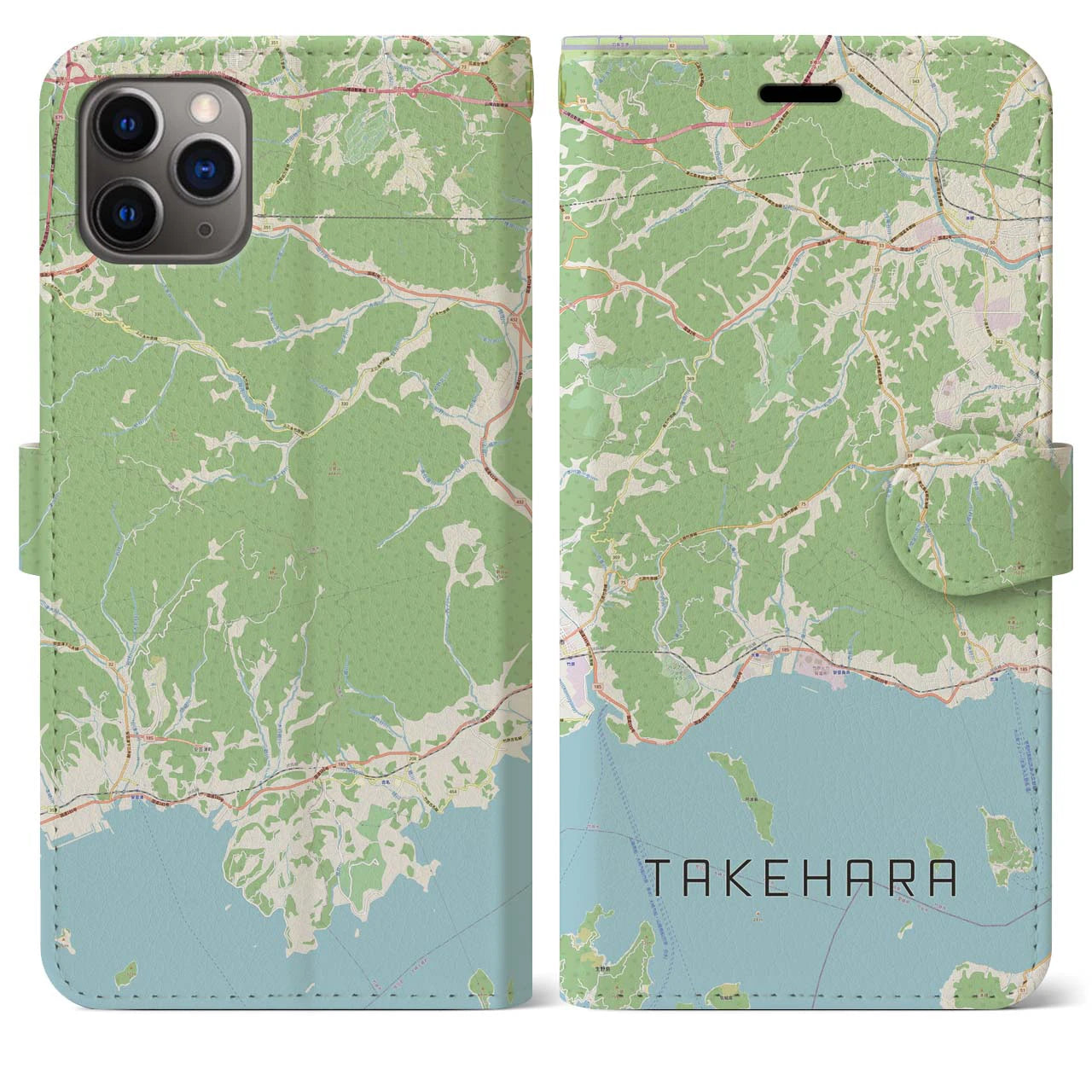 【竹原（広島県）】地図柄iPhoneケース（手帳タイプ）