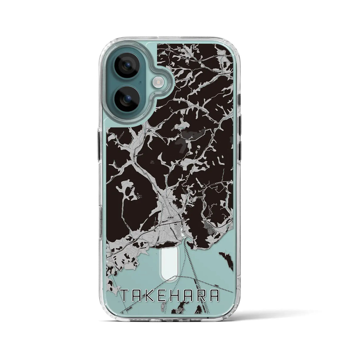 【竹原(広島県)】地図柄iPhoneケース(MagSafeタイプ)モノトーン・iPhone 16 Pro 用