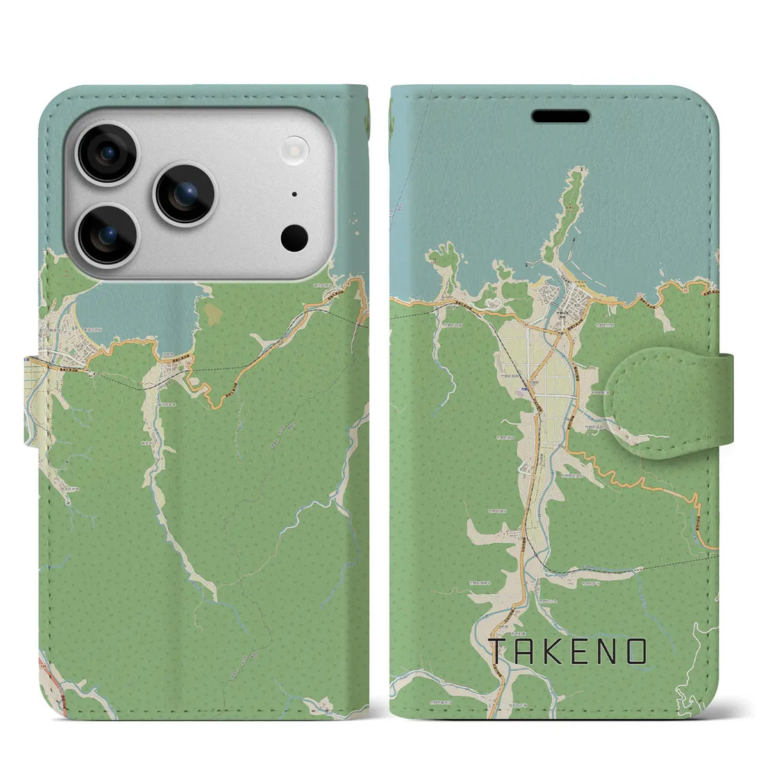 【竹野(兵庫県)】地図柄iPhoneケース(手帳タイプ)ナチュラル・iPhone 17 Pro Max 用