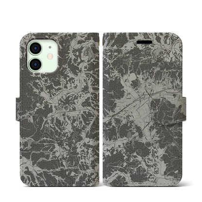 【武雄（佐賀県）】地図柄iPhoneケース（手帳タイプ）モノトーン・iPhone 12 mini 用