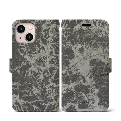 【武雄（佐賀県）】地図柄iPhoneケース（手帳タイプ）モノトーン・iPhone 13 mini 用