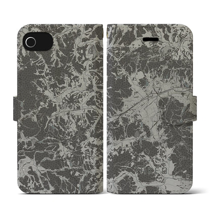 【武雄（佐賀県）】地図柄iPhoneケース（手帳タイプ）モノトーン・iPhone SE（第3 / 第2世代） / 8 / 7 / 6s / 6 用