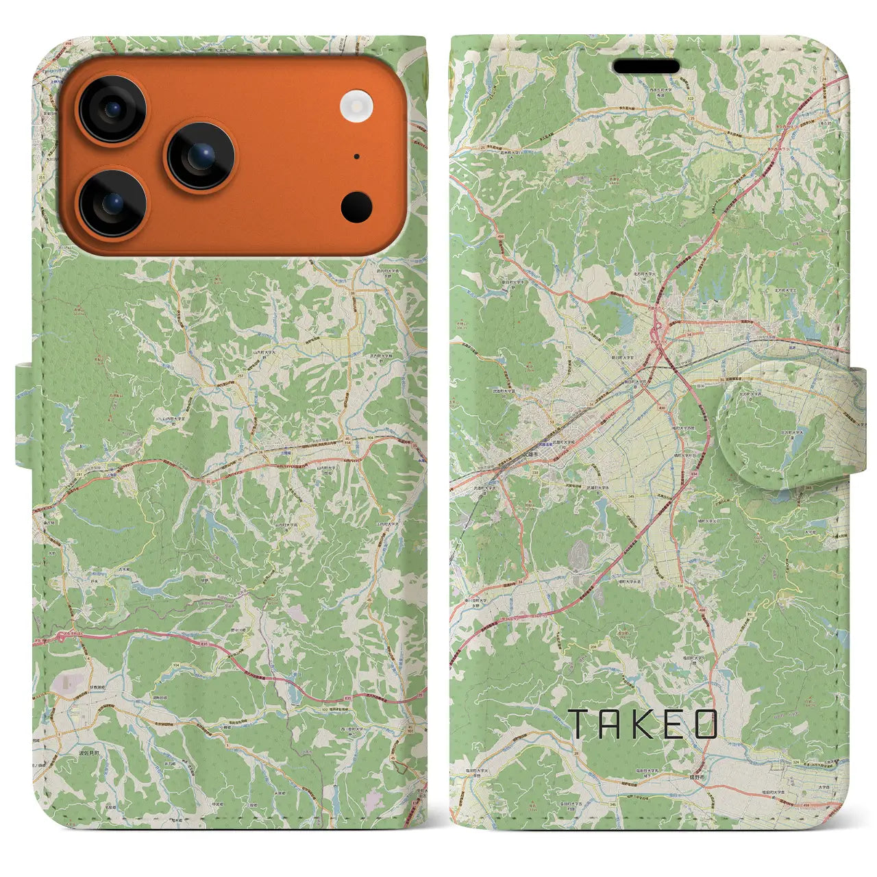 【武雄（佐賀県）】地図柄iPhoneケース（手帳タイプ）