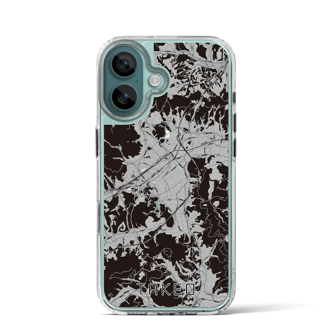 【武雄(佐賀県)】地図柄iPhoneケース(MagSafeタイプ)モノトーン・iPhone 16 Pro 用