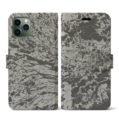 【竹田（大分県）】地図柄iPhoneケース（手帳タイプ）モノトーン・iPhone 11 Pro 用