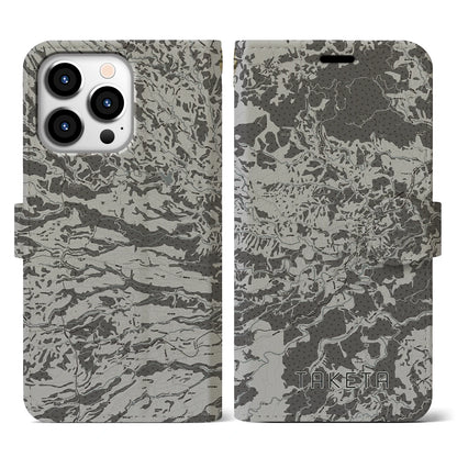 【竹田（大分県）】地図柄iPhoneケース（手帳タイプ）モノトーン・iPhone 13 Pro 用