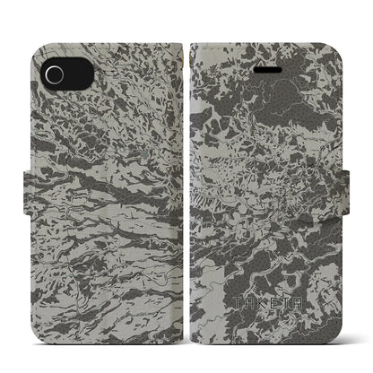 【竹田（大分県）】地図柄iPhoneケース（手帳タイプ）モノトーン・iPhone SE（第3 / 第2世代） / 8 / 7 / 6s / 6 用