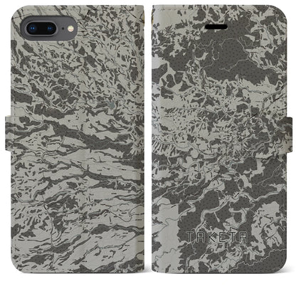 【竹田（大分県）】地図柄iPhoneケース（手帳タイプ）モノトーン・iPhone 8Plus /7Plus / 6sPlus / 6Plus 用