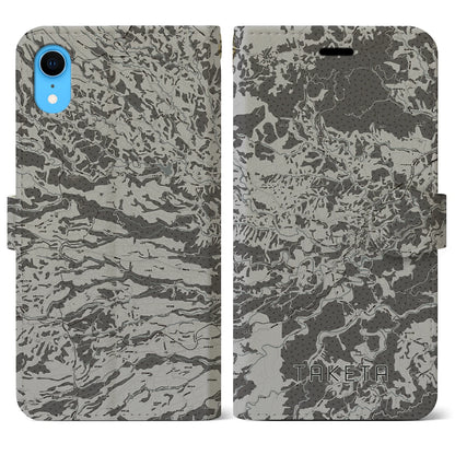 【竹田（大分県）】地図柄iPhoneケース（手帳タイプ）モノトーン・iPhone XR 用