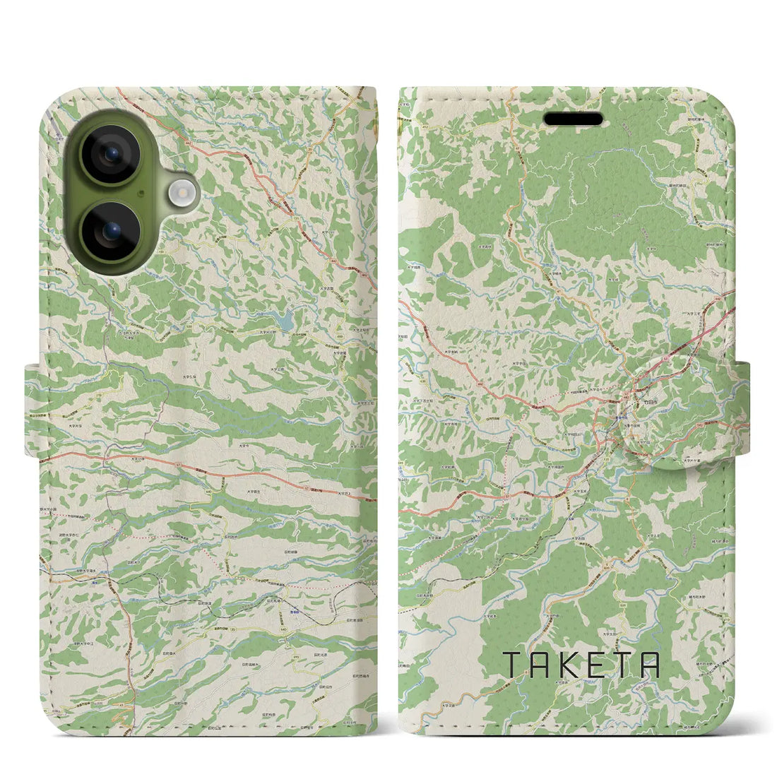 【竹田(大分県)】地図柄iPhoneケース(手帳タイプ)モノトーン・iPhone 17 Pro Max 用