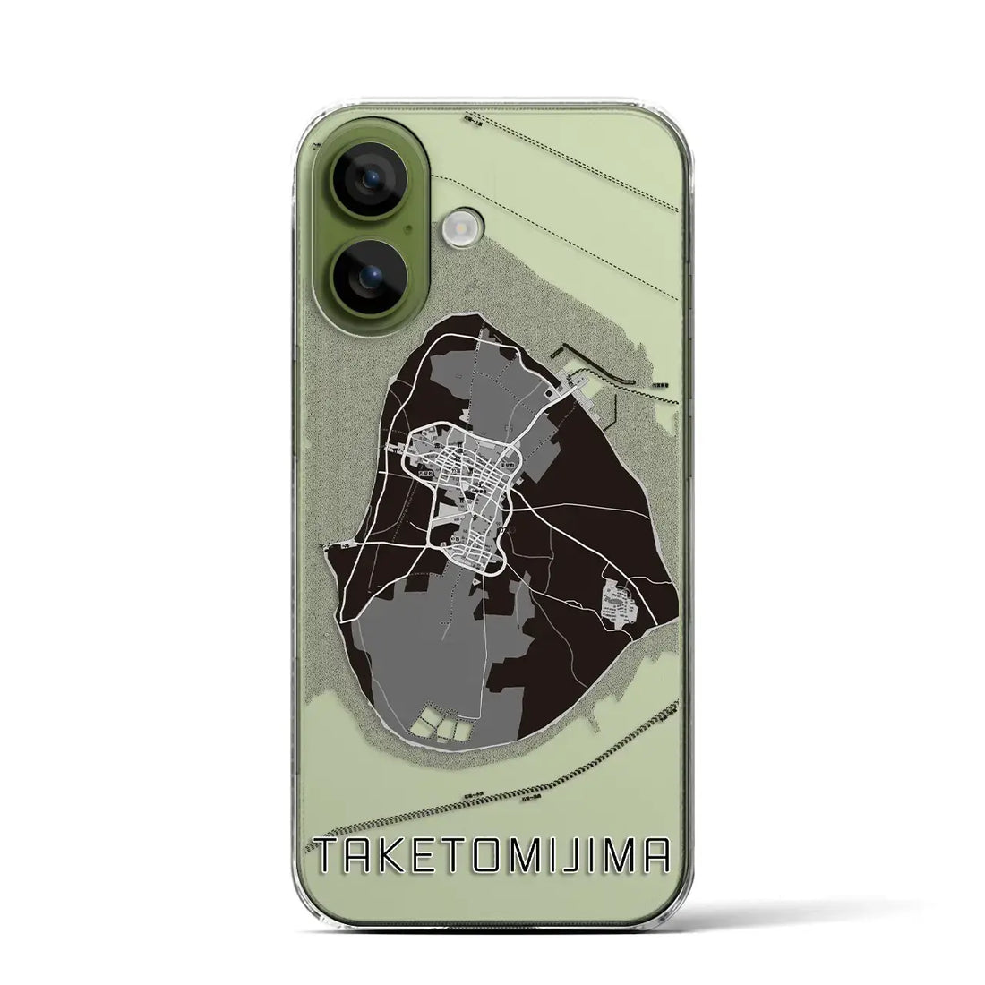 【竹富島（沖縄県）】地図柄iPhoneケース（クリアタイプ）モノトーン・iPhone 17 Pro Max 用