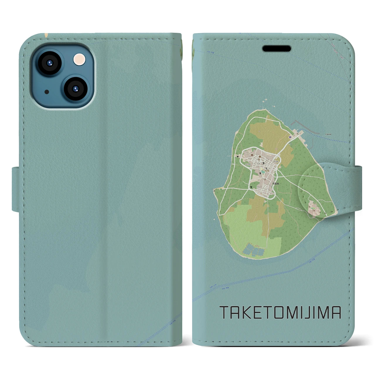 【竹富島（沖縄県）】地図柄iPhoneケース（手帳タイプ）