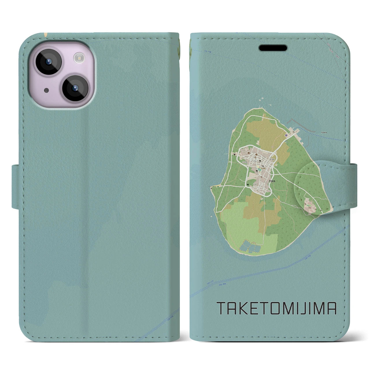 【竹富島（沖縄県）】地図柄iPhoneケース（手帳タイプ）