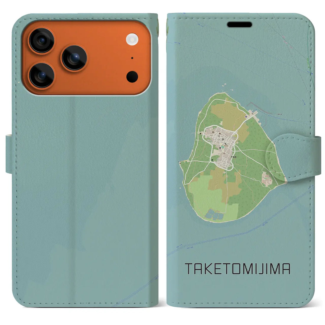 【竹富島（沖縄県）】地図柄iPhoneケース（手帳タイプ）ナチュラル・iPhone 17 Pro Max 用