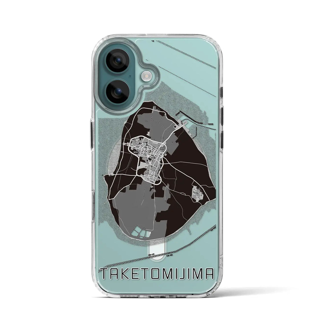 【竹富島（沖縄県）】地図柄iPhoneケース（MagSafeタイプ）モノトーン・iPhone 16 Pro 用