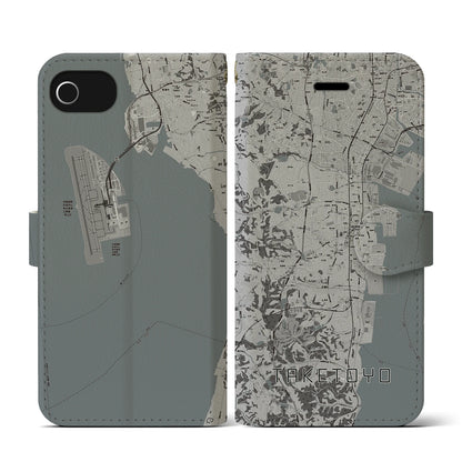 【武豊（愛知県）】地図柄iPhoneケース（手帳タイプ）モノトーン・iPhone SE（第3 / 第2世代） / 8 / 7 / 6s / 6 用