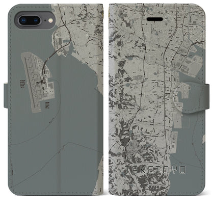 【武豊（愛知県）】地図柄iPhoneケース（手帳タイプ）モノトーン・iPhone 8Plus /7Plus / 6sPlus / 6Plus 用