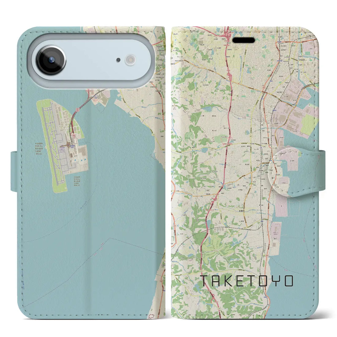 【武豊(愛知県)】地図柄iPhoneケース(手帳タイプ)モノトーン・iPhone 17 Pro Max 用