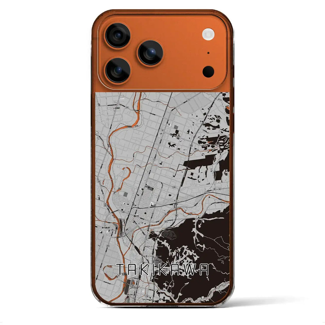 【滝川（北海道）】地図柄iPhoneケース（クリアタイプ）モノトーン・iPhone 17 Pro Max 用