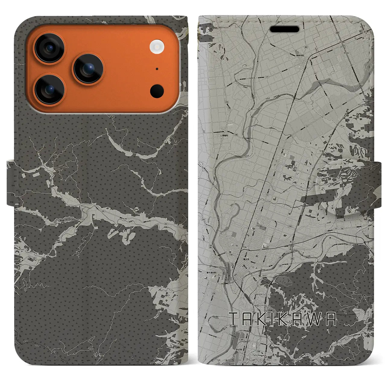 【滝川（北海道）】地図柄iPhoneケース（手帳タイプ）