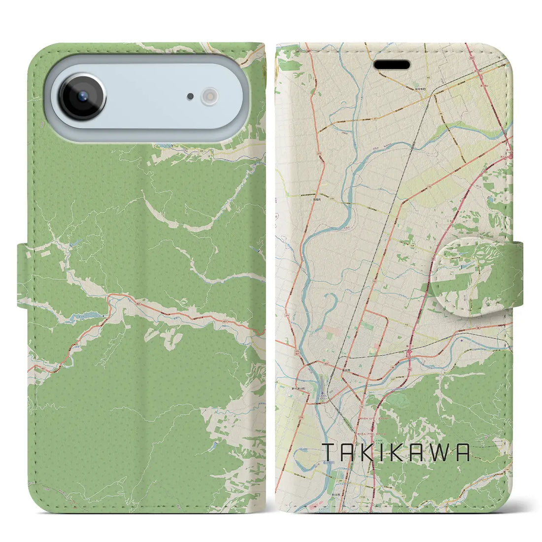 【滝川(北海道)】地図柄iPhoneケース(手帳タイプ)モノトーン・iPhone 17 Pro Max 用