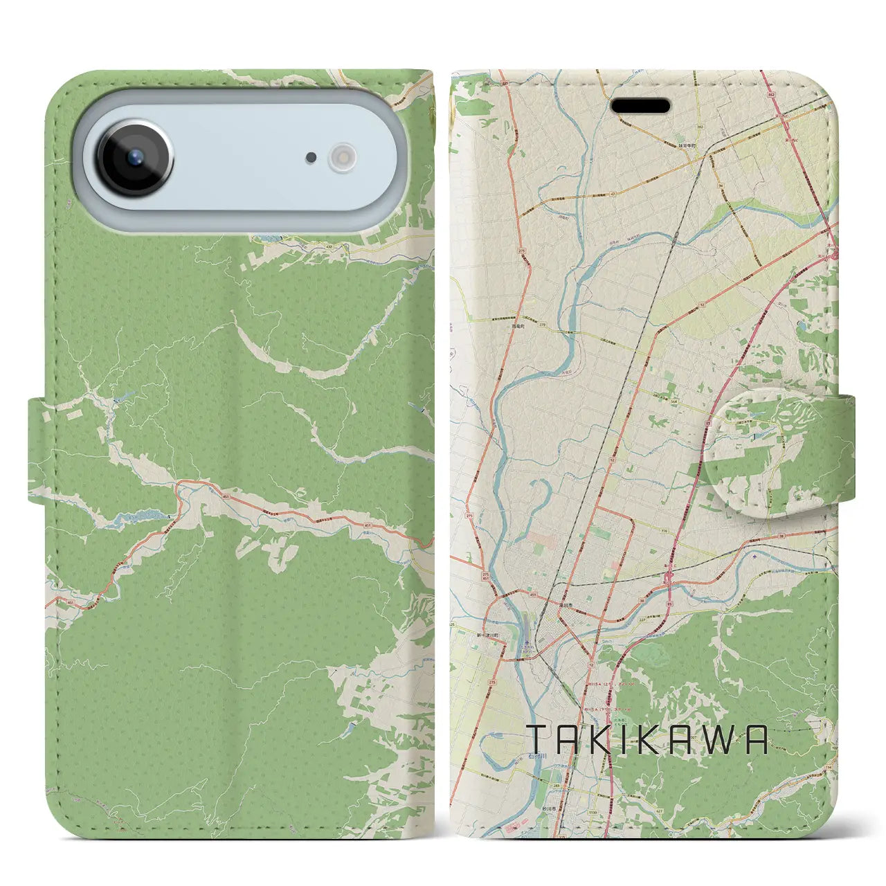 【滝川（北海道）】地図柄iPhoneケース（手帳タイプ）