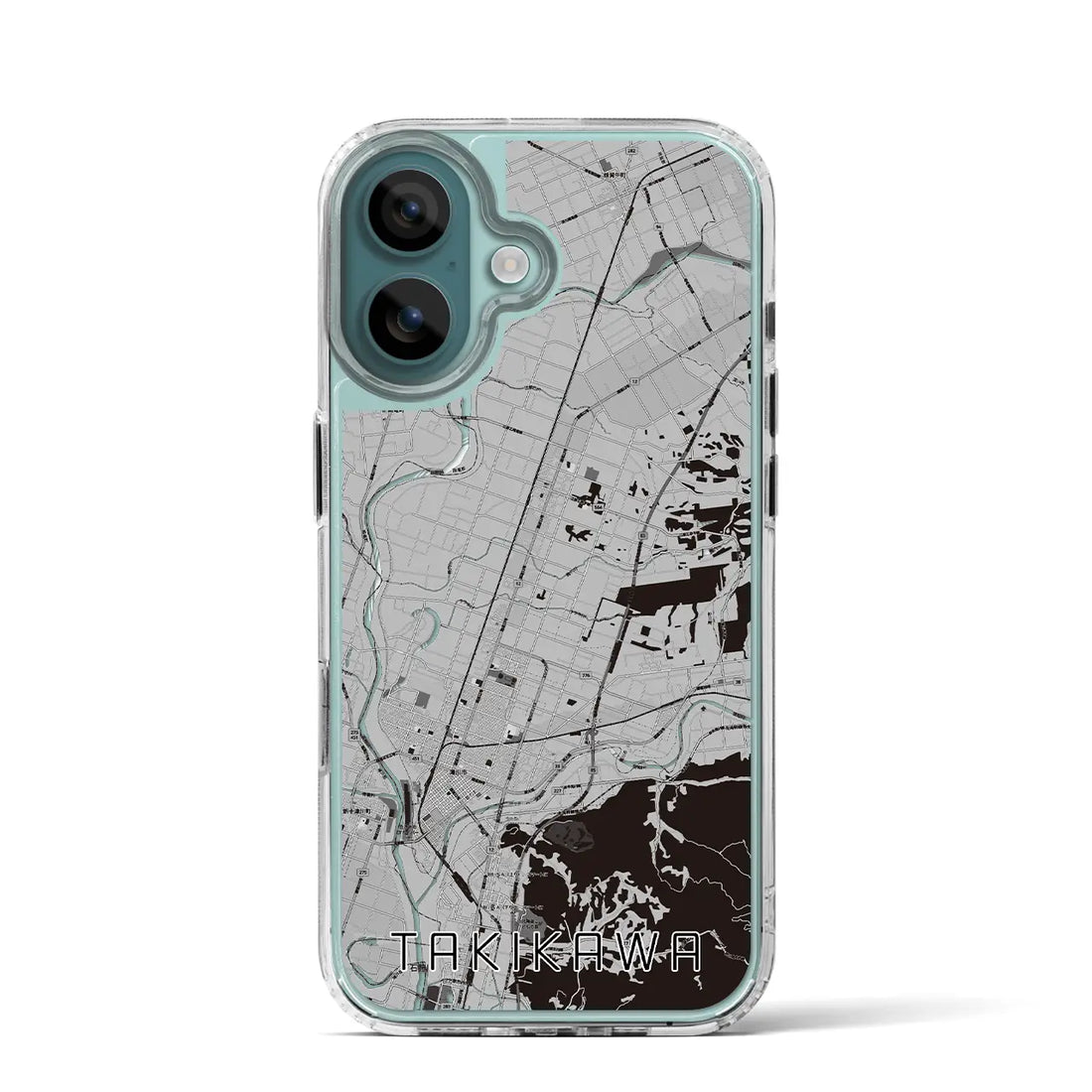 【滝川（北海道）】地図柄iPhoneケース（MagSafeタイプ）モノトーン・iPhone 16 Pro 用
