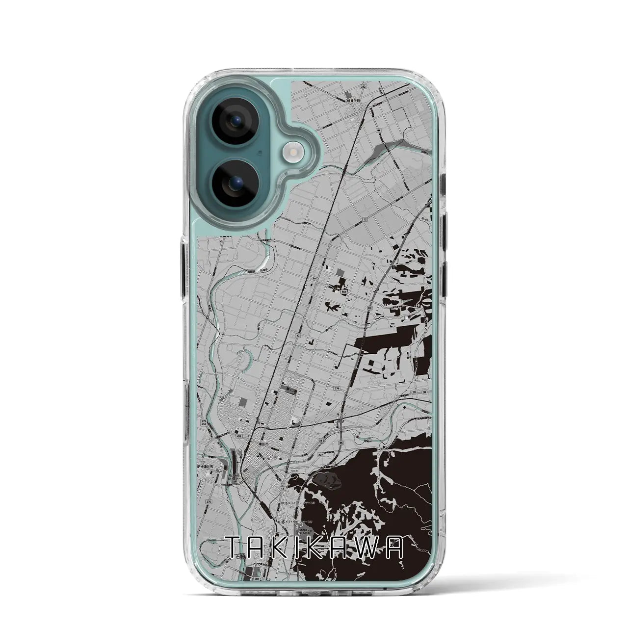 【滝川（北海道）】地図柄iPhoneケース（MagSafeタイプ）モノトーン・iPhone 16 Pro 用