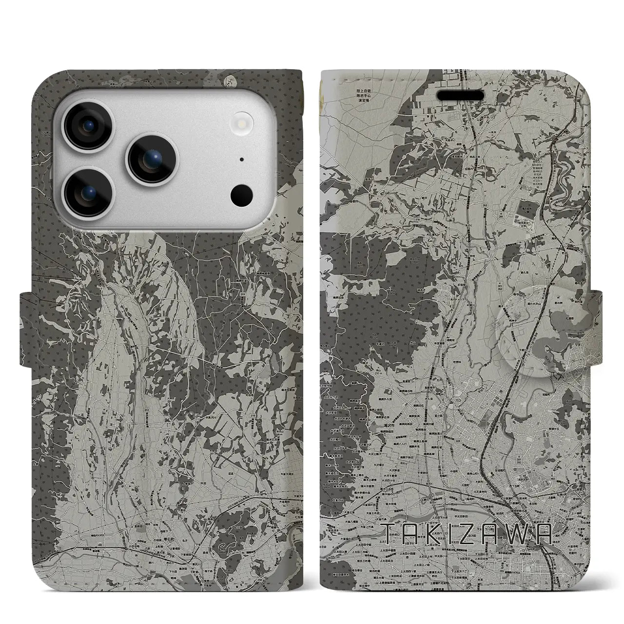 【滝沢（岩手県）】地図柄iPhoneケース（手帳タイプ）