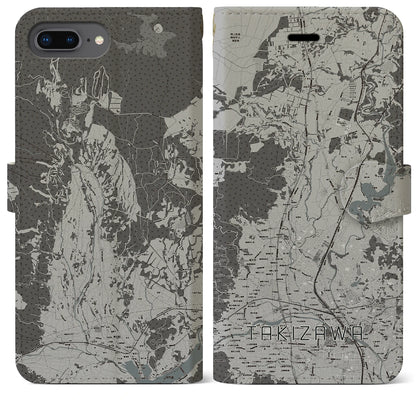 【滝沢（岩手県）】地図柄iPhoneケース（手帳タイプ）モノトーン・iPhone 8Plus /7Plus / 6sPlus / 6Plus 用