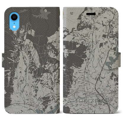 【滝沢（岩手県）】地図柄iPhoneケース（手帳タイプ）モノトーン・iPhone XR 用