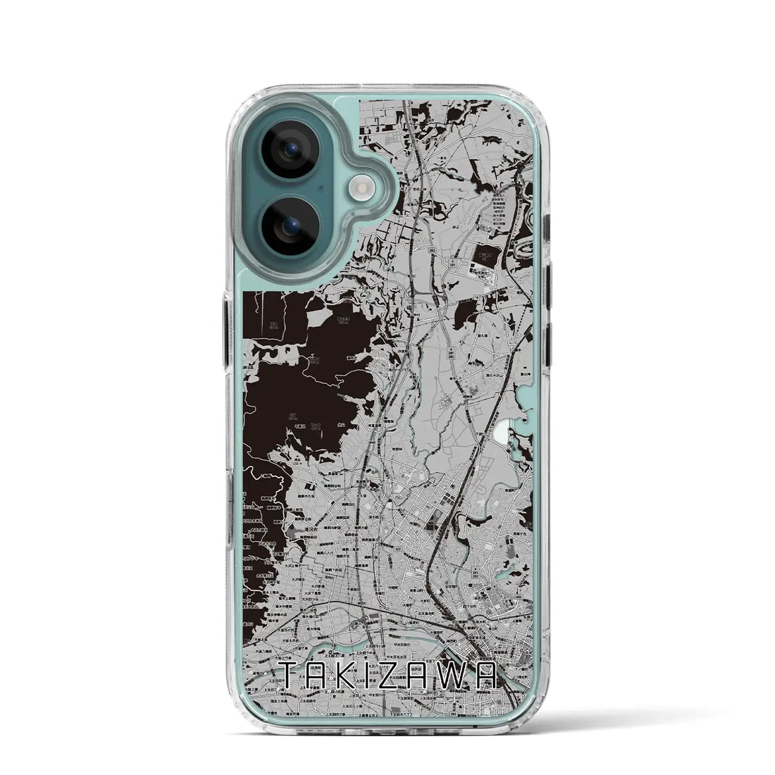【滝沢（岩手県）】地図柄iPhoneケース（MagSafeタイプ）モノトーン・iPhone 16 Pro 用