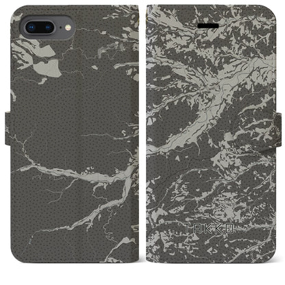 【田子（青森県）】地図柄iPhoneケース（手帳タイプ）モノトーン・iPhone 8Plus /7Plus / 6sPlus / 6Plus 用