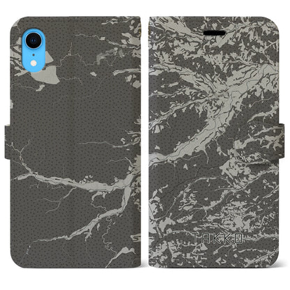 【田子（青森県）】地図柄iPhoneケース（手帳タイプ）モノトーン・iPhone XR 用