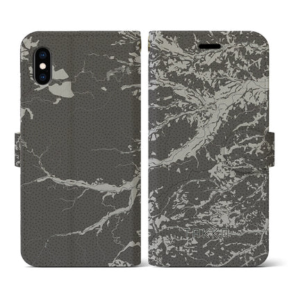 【田子（青森県）】地図柄iPhoneケース（手帳タイプ）モノトーン・iPhone XS / X 用