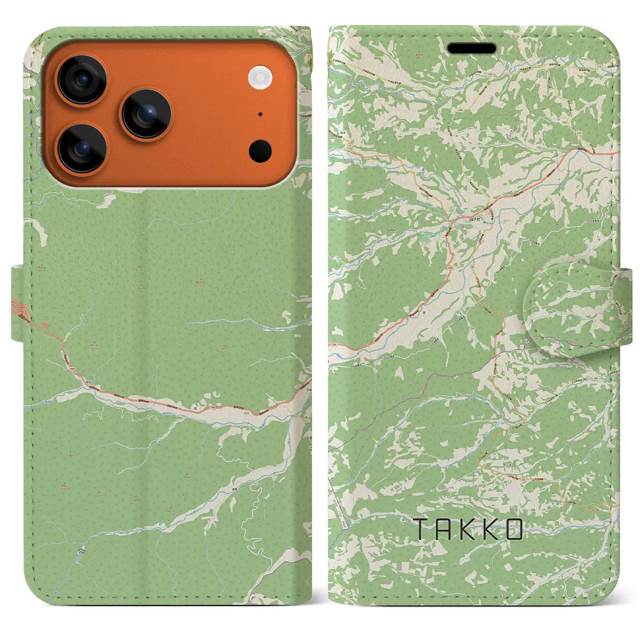 【田子（青森県）】地図柄iPhoneケース（手帳タイプ）