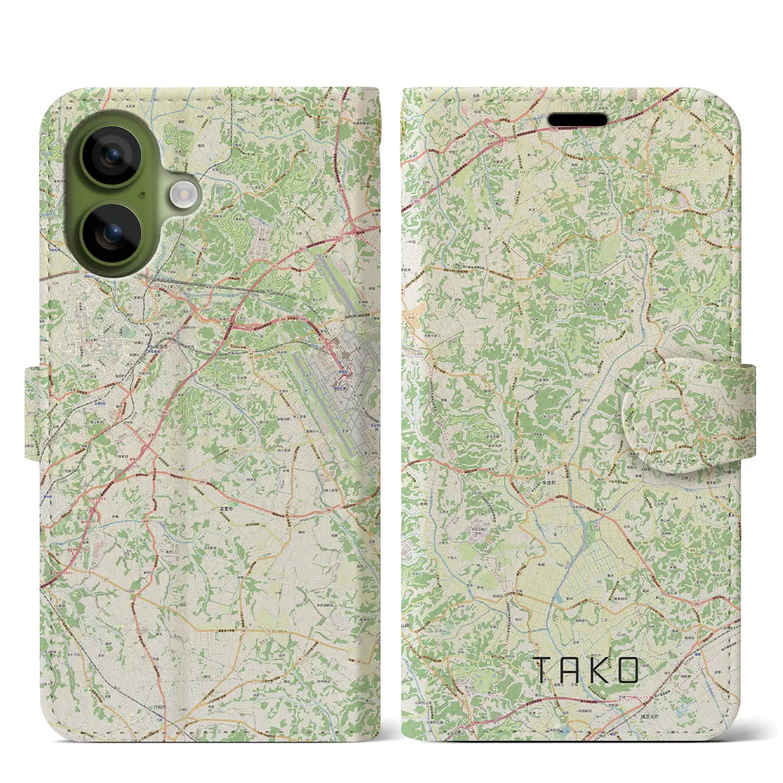 【多古（千葉県）】地図柄iPhoneケース（手帳タイプ）ナチュラル・iPhone 17 Pro Max 用